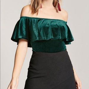 Beautiful Velvet off the shoulder bodysuit